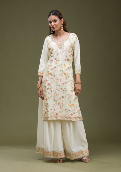 Beige Banarasi Semi-Stitched Lehenga-koskii