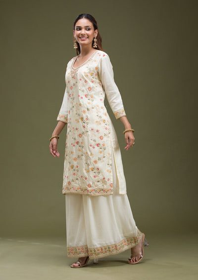 Beige Banarasi Semi-Stitched Lehenga-koskii