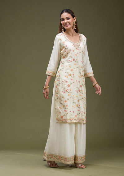 Beige Banarasi Semi-Stitched Lehenga-koskii