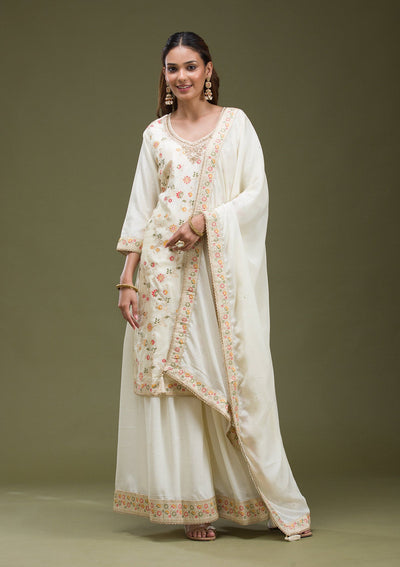 Beige Banarasi Semi-Stitched Lehenga-koskii
