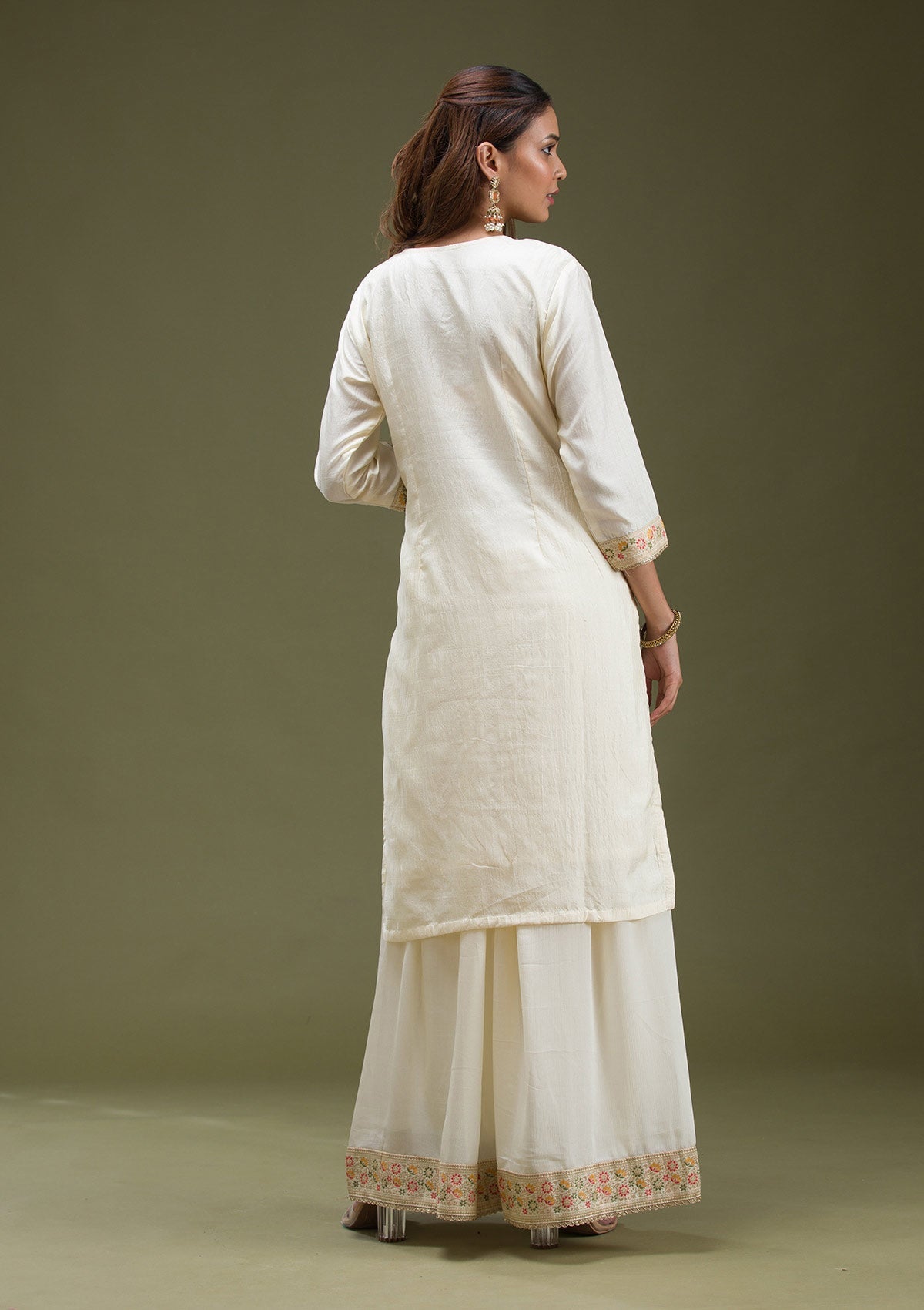 Beige Banarasi Semi-Stitched Lehenga-koskii