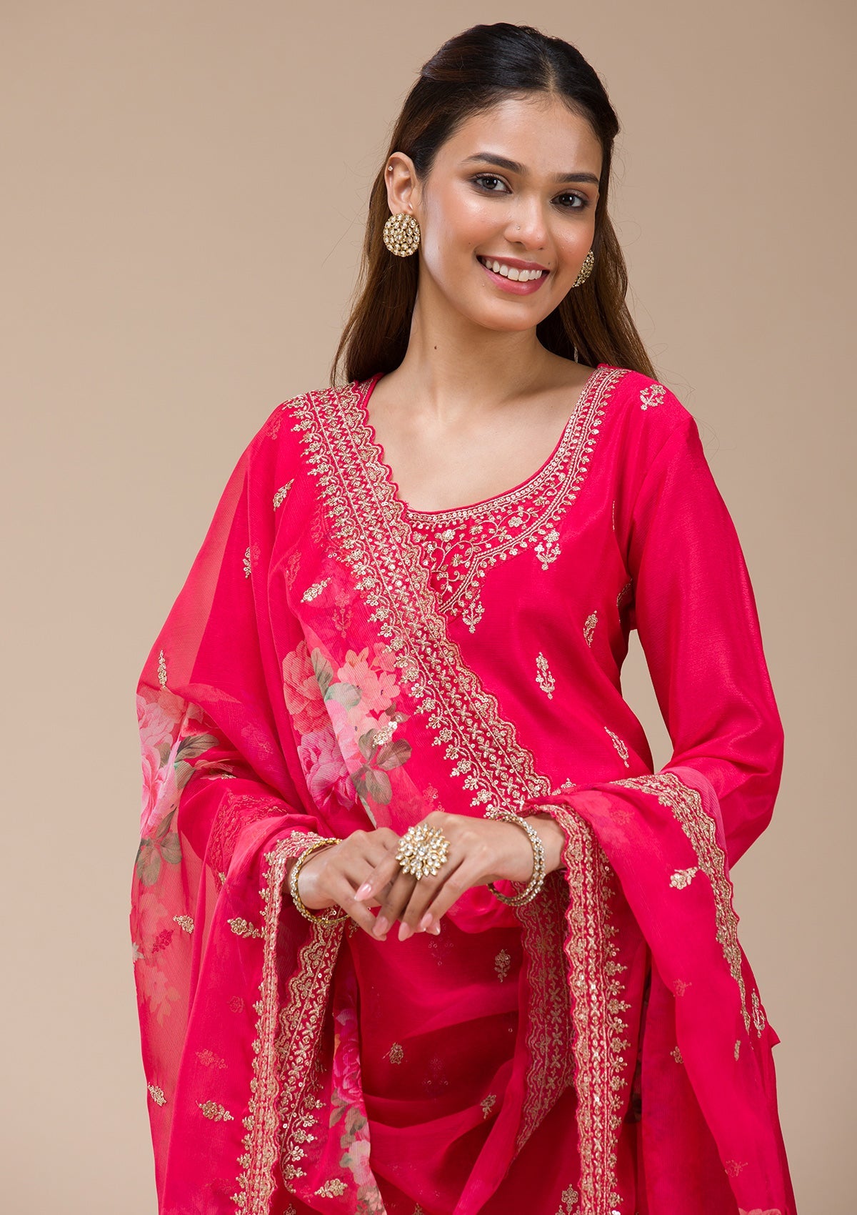 Beige Pearlwork Net Readymade Lehenga-koskii