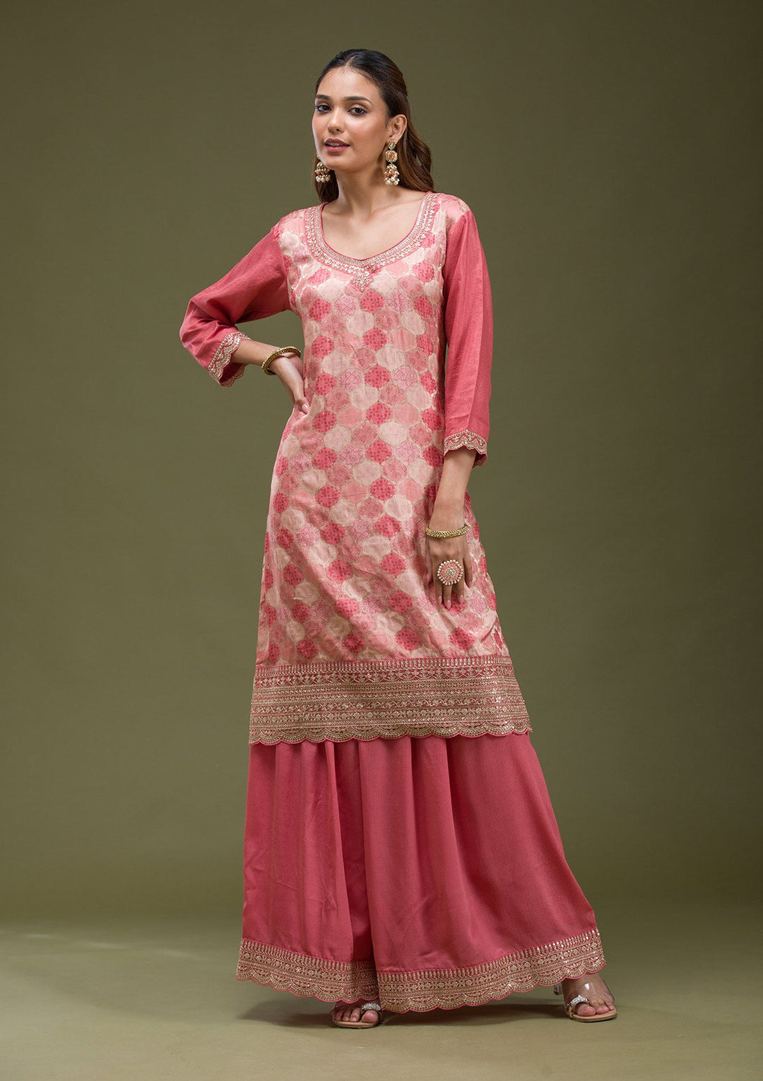 Beige Banarasi Semi-Stitched Lehenga-koskii