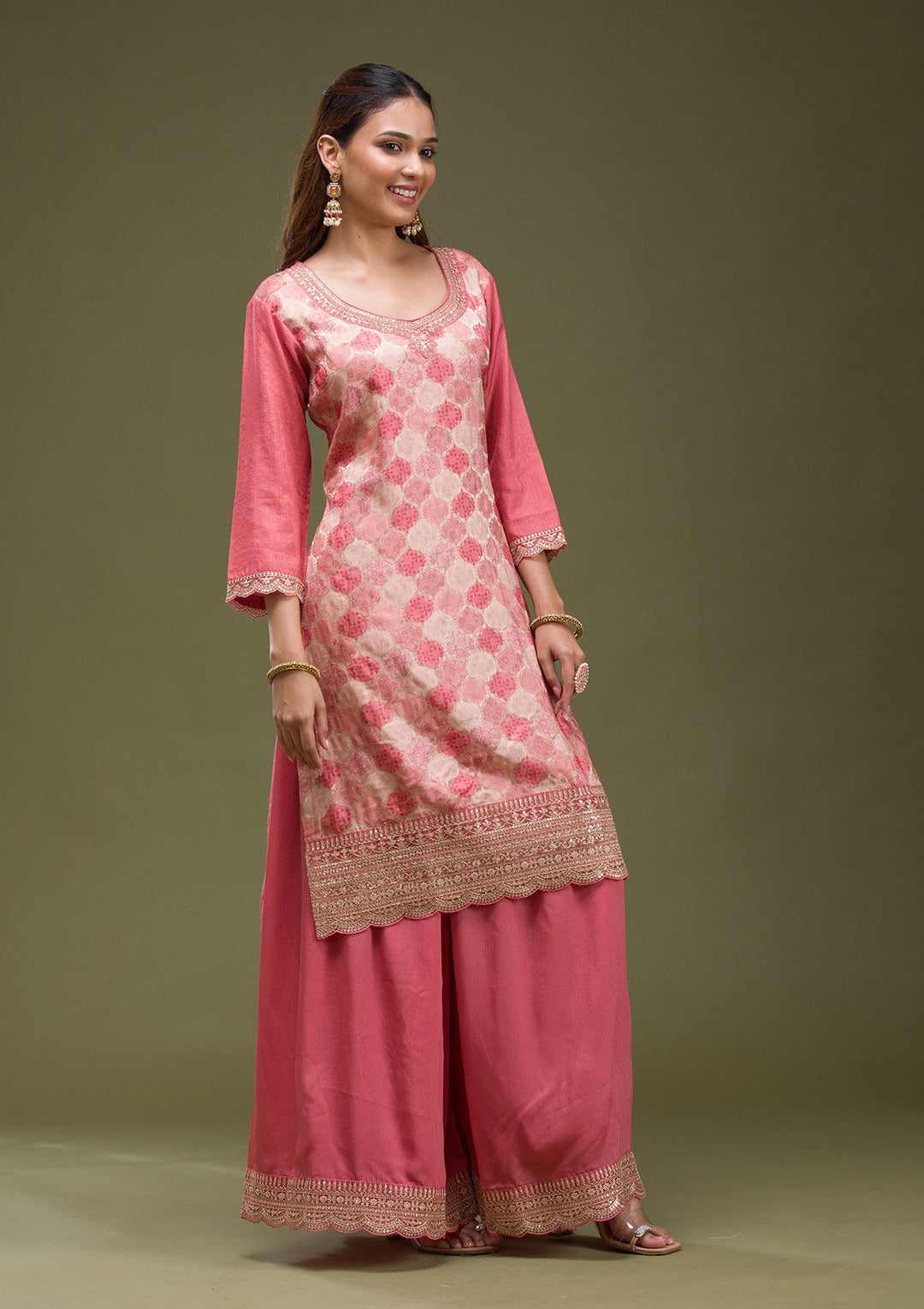 Beige Banarasi Semi-Stitched Lehenga-koskii