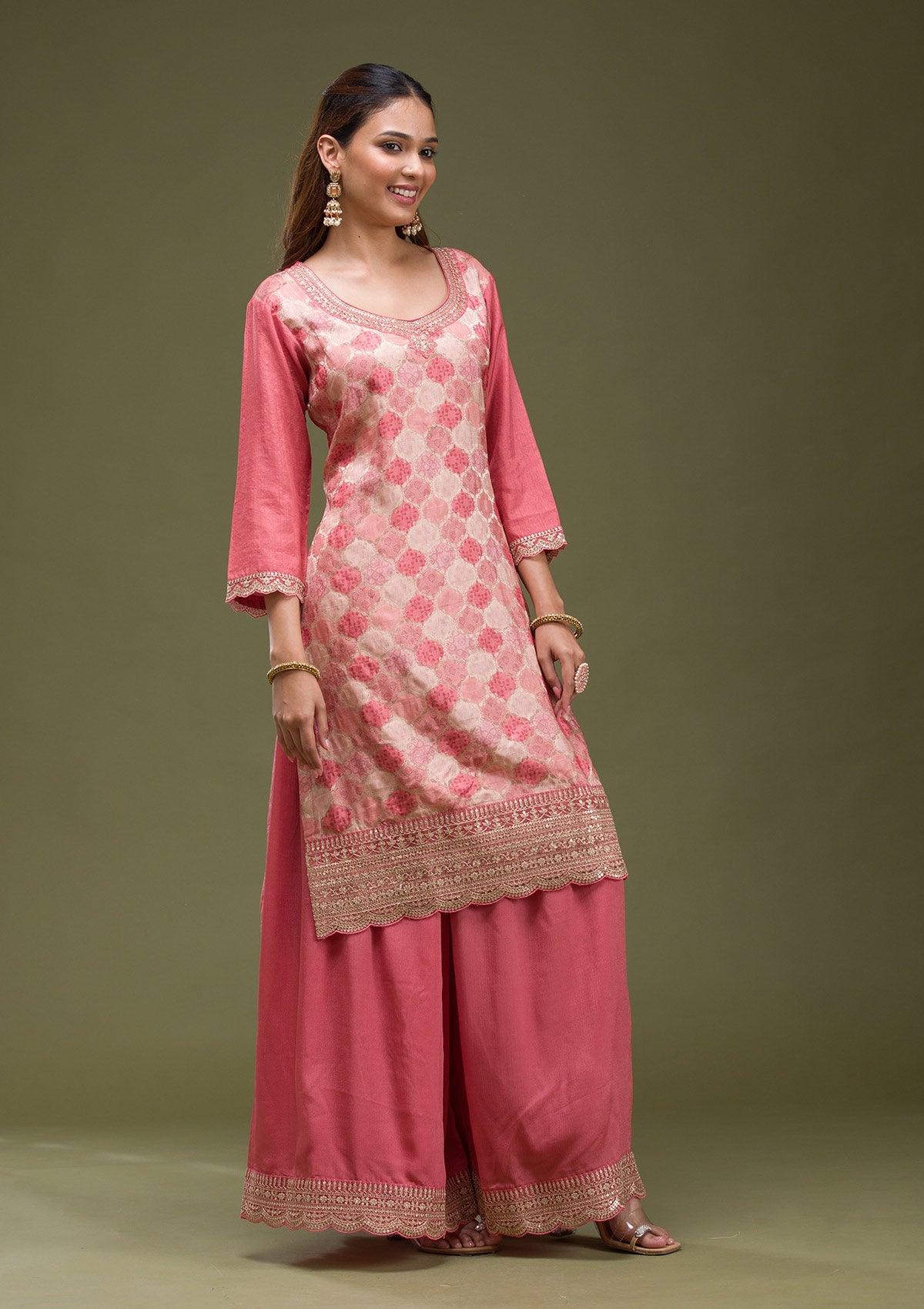 Beige Banarasi Semi-Stitched Lehenga-koskii