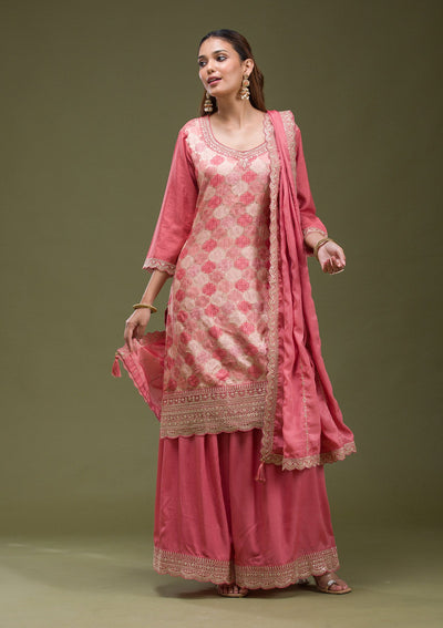 Beige Banarasi Semi-Stitched Lehenga-koskii