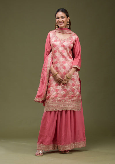 Beige  Banarasi Semi-stitched Lehenga-koskii