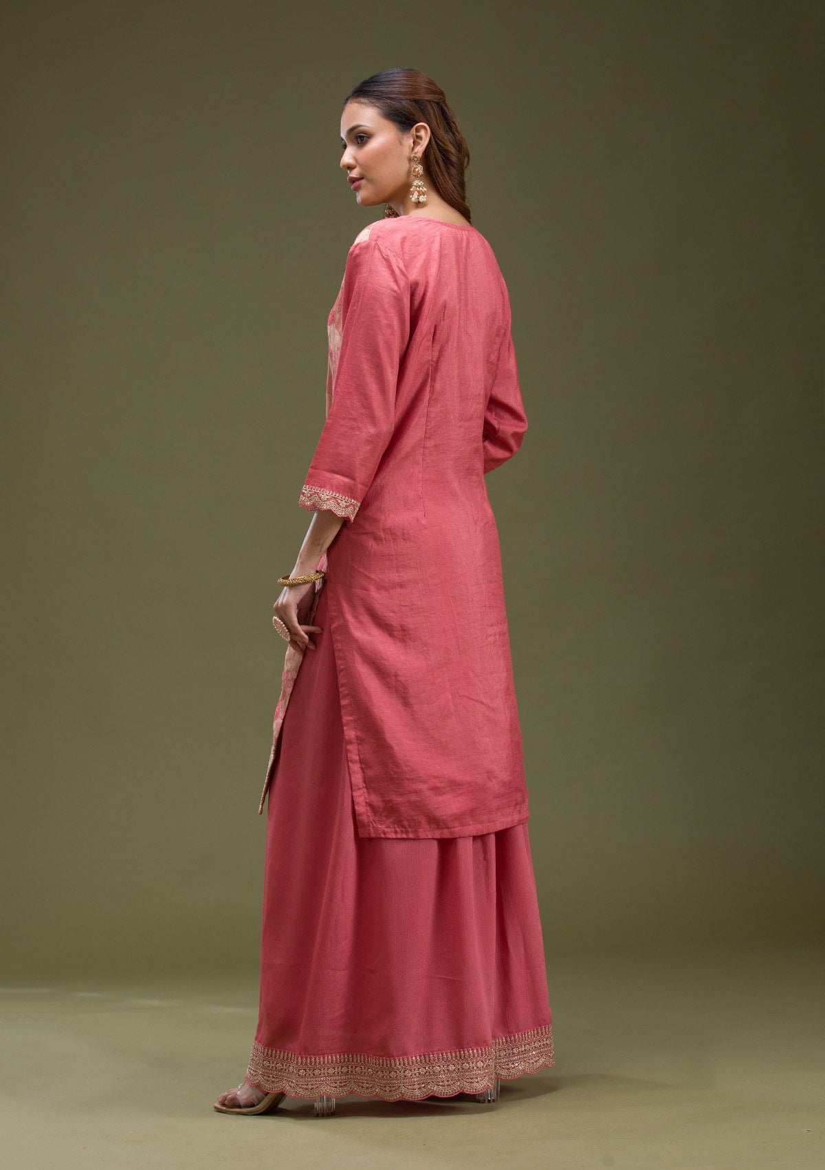 Beige  Banarasi Semi-stitched Lehenga-koskii