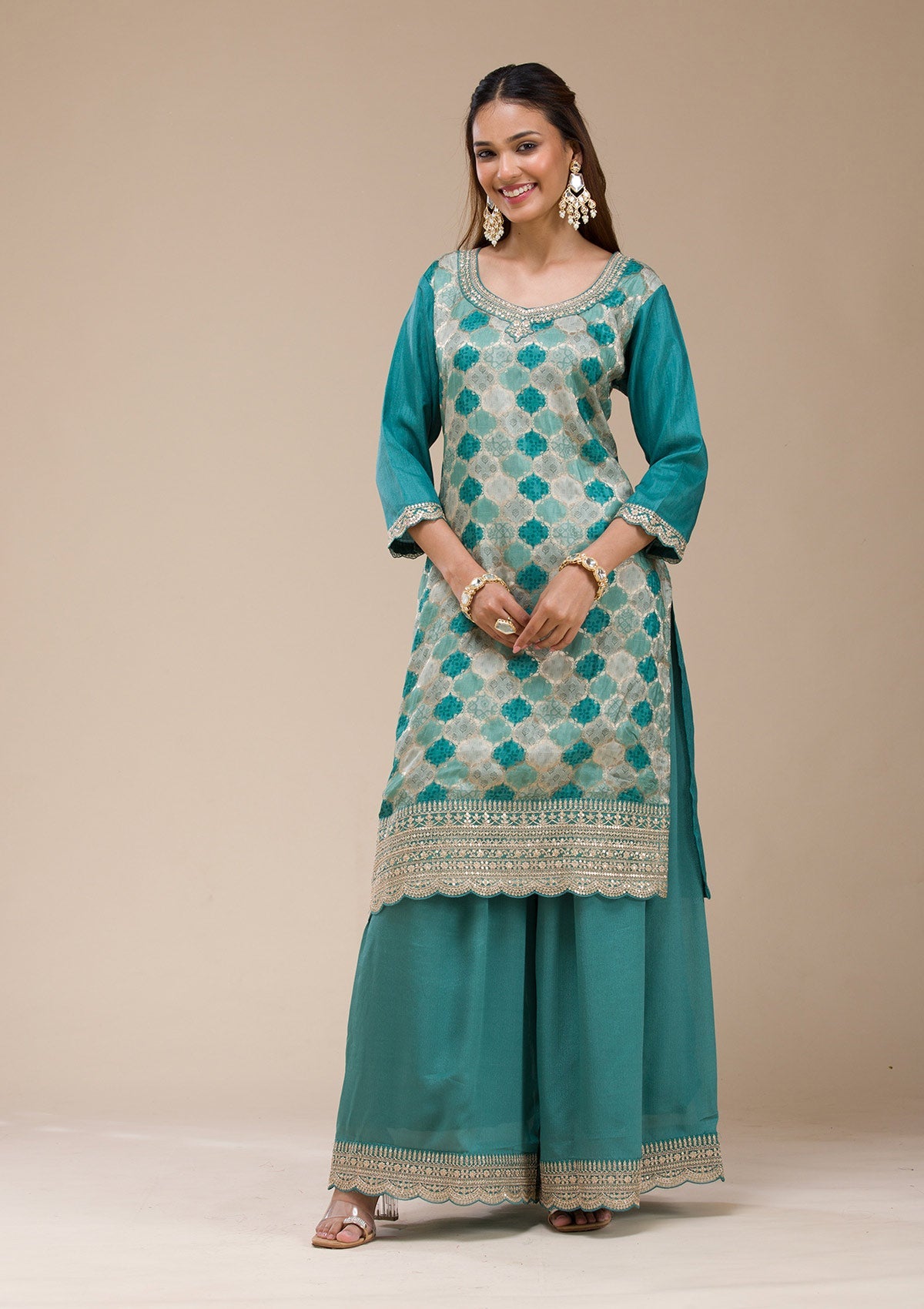 Onion Pink Sequins Organza Readymade Lehenga-koskii