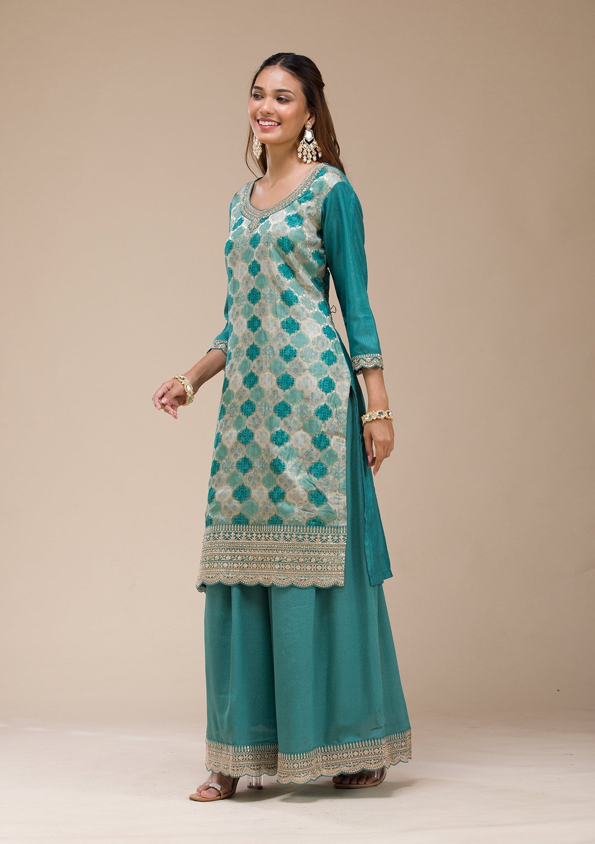 Onion Pink Sequins Organza Readymade Lehenga-koskii