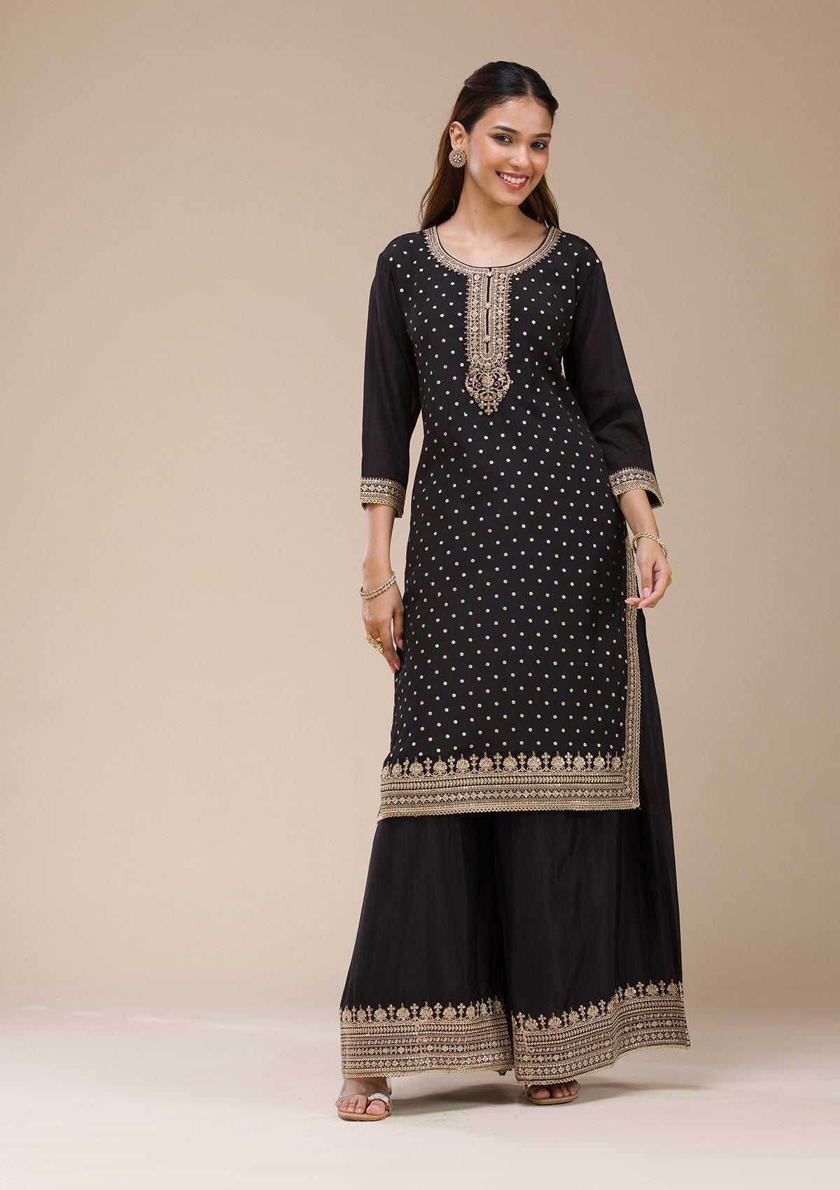 Beige Pearlwork Net Readymade Lehenga-koskii