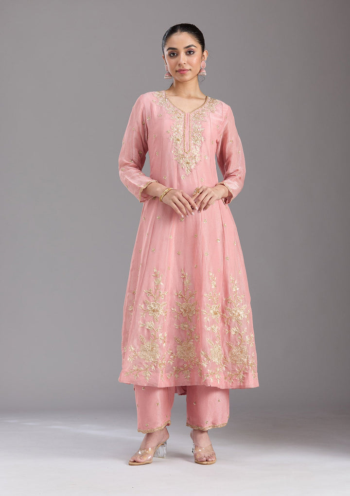 Pink Cutdana Tissue Readymade Salwar Suit-koskii