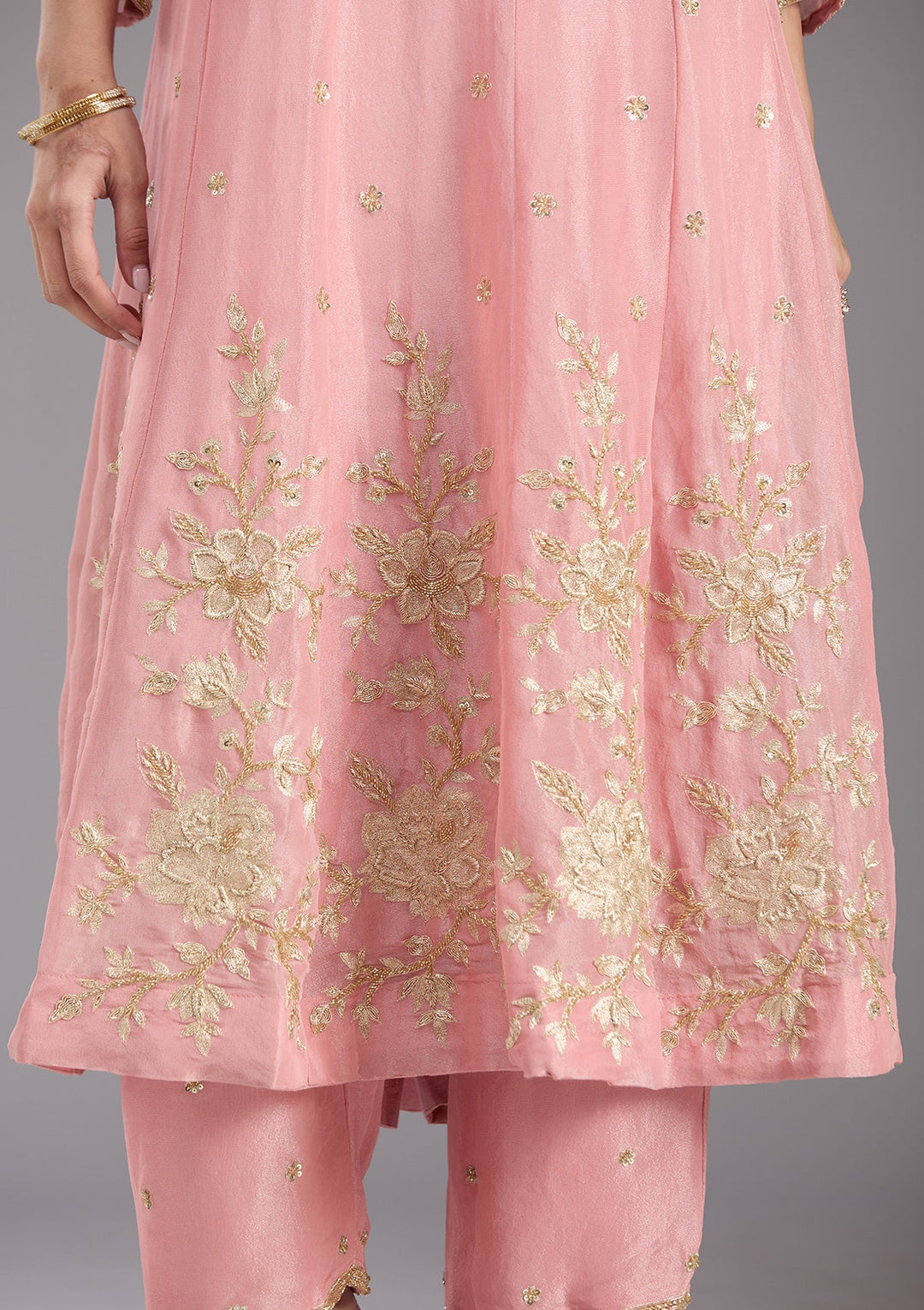 Pink Cutdana Tissue Readymade Salwar Suit-koskii