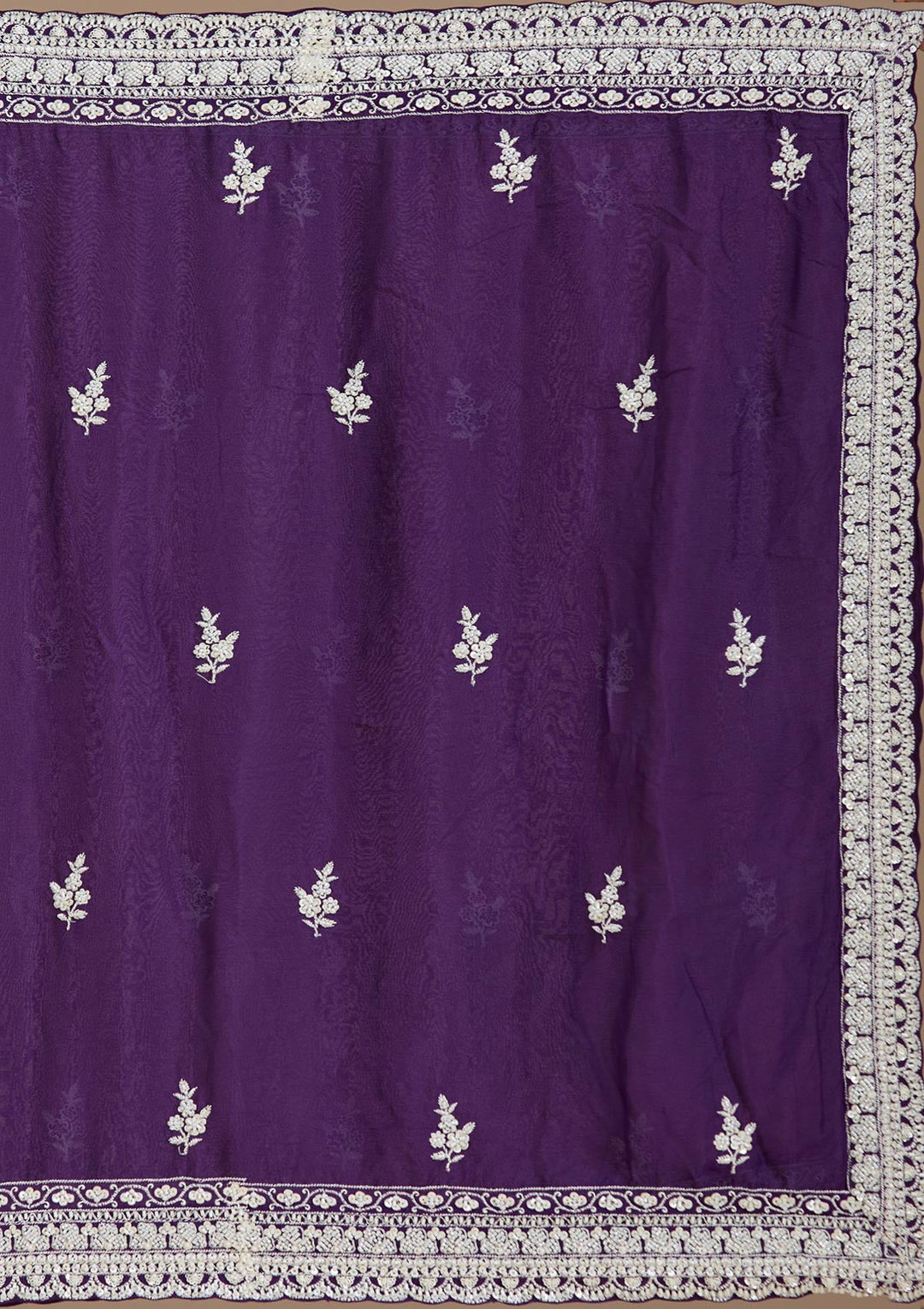 Purple Cutdana Crepe Readymade Salwar Suit
