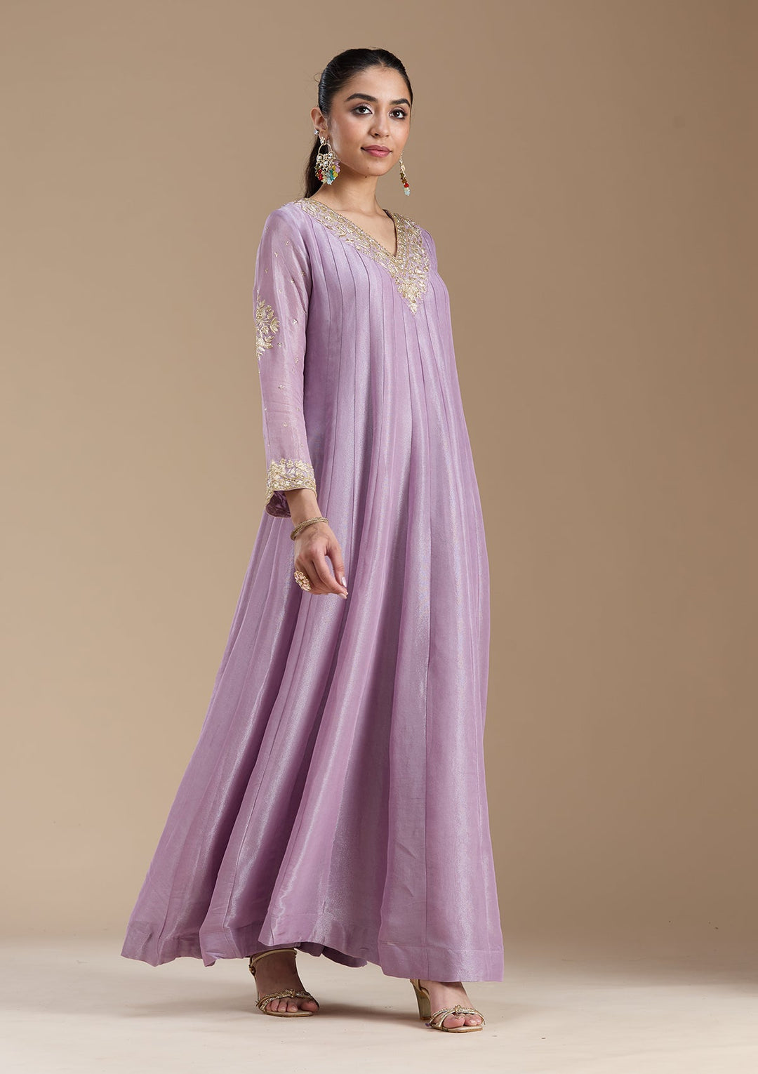 Lavender Zariwork Tissue Readymade Salwar Suit-koskii