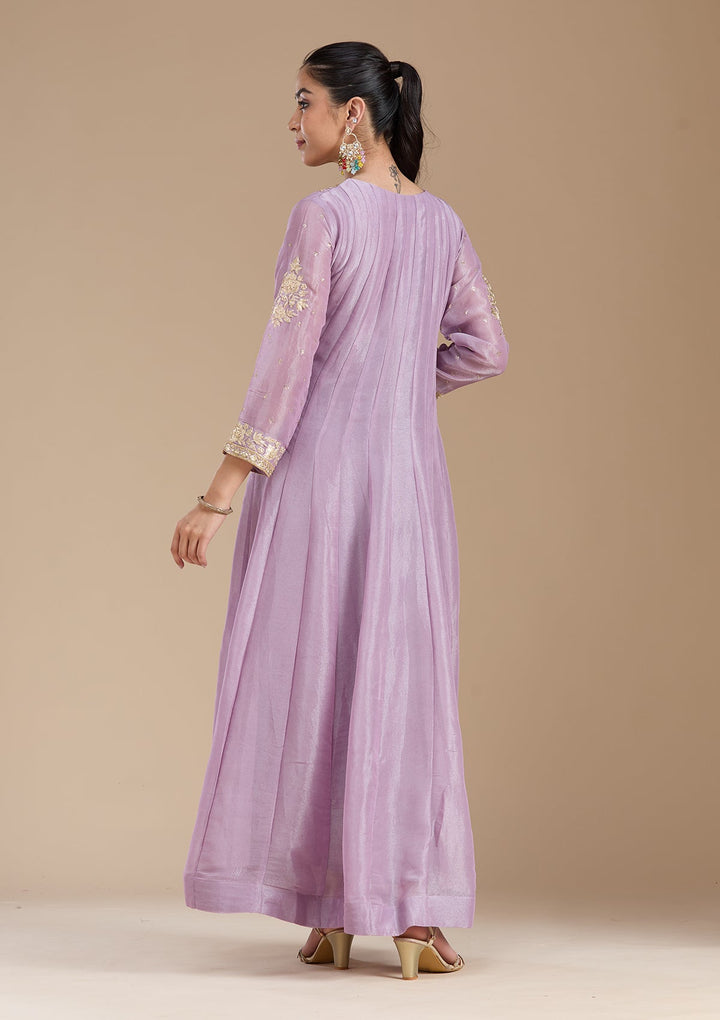 Lavender Zariwork Tissue Readymade Salwar Suit-koskii
