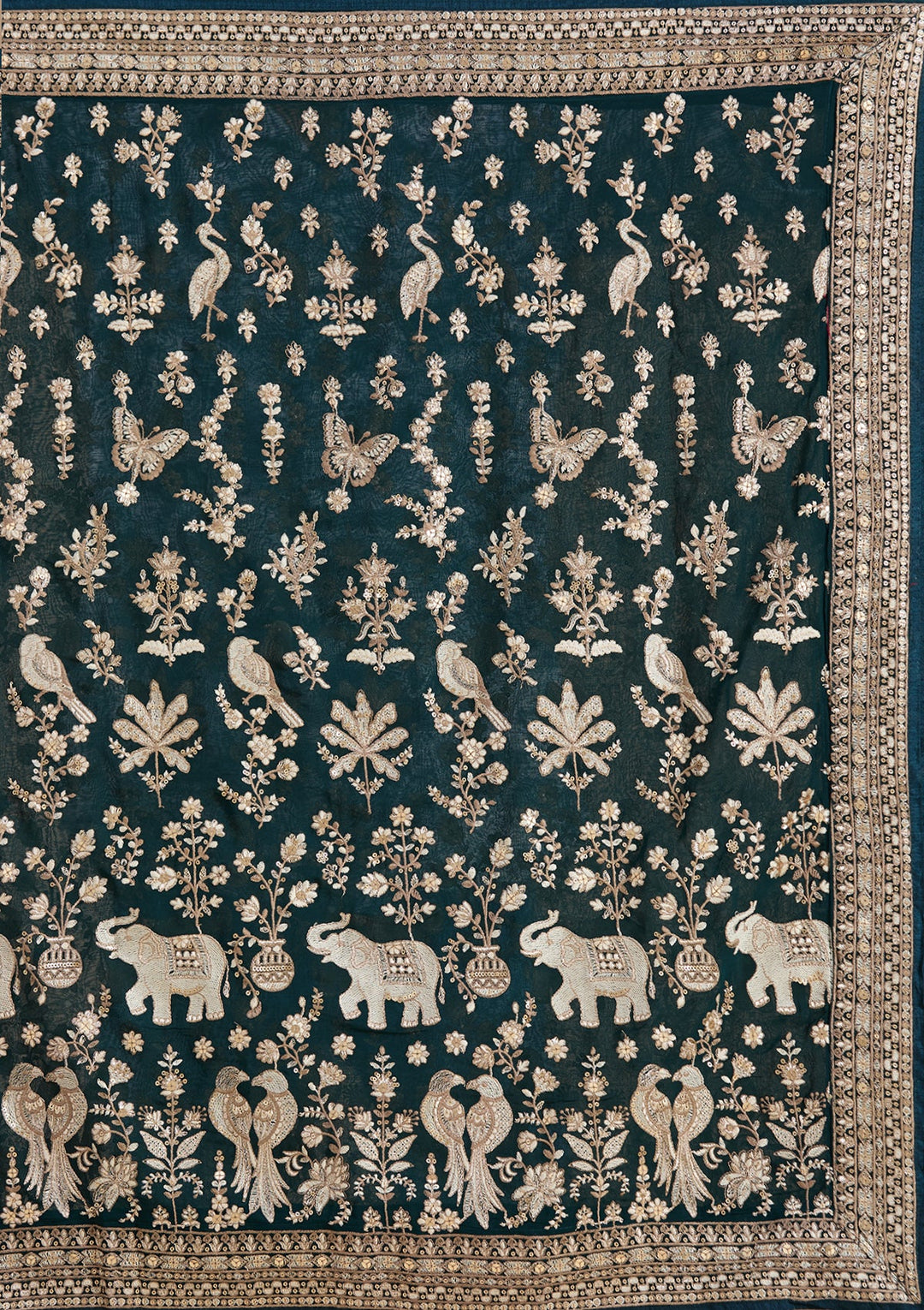 Teal Green Cutdana Georgette Readymade Salwar Suit-koskii