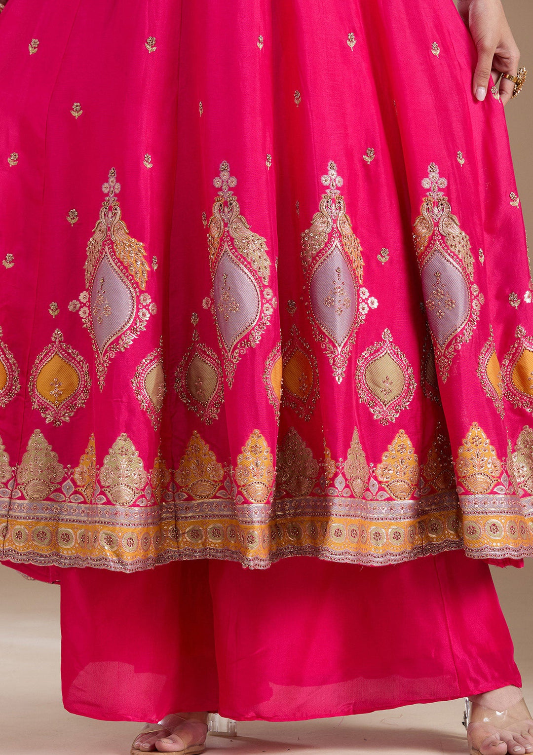 Rani Pink No Work (Plain) Satin Readymade Salwar Suit