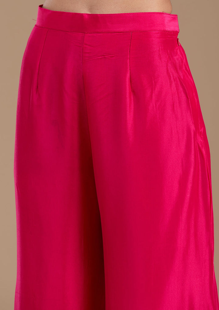 Rani Pink No Work (Plain) Satin Readymade Salwar Suit