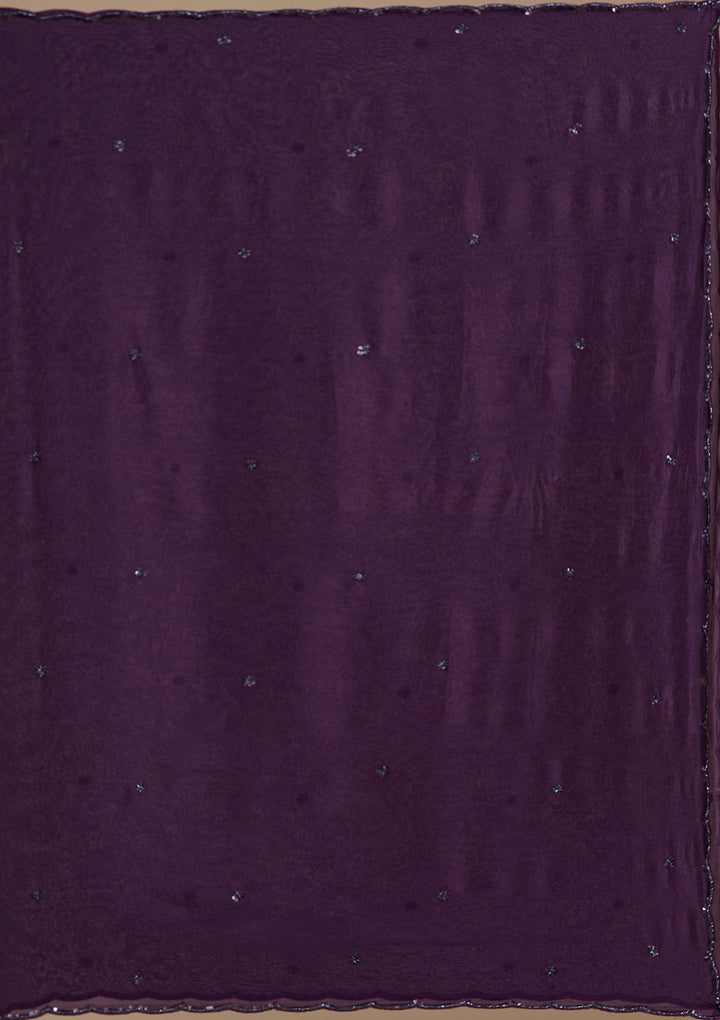 Purple Cutdana Satin Readymade Salwar Suit-koskii