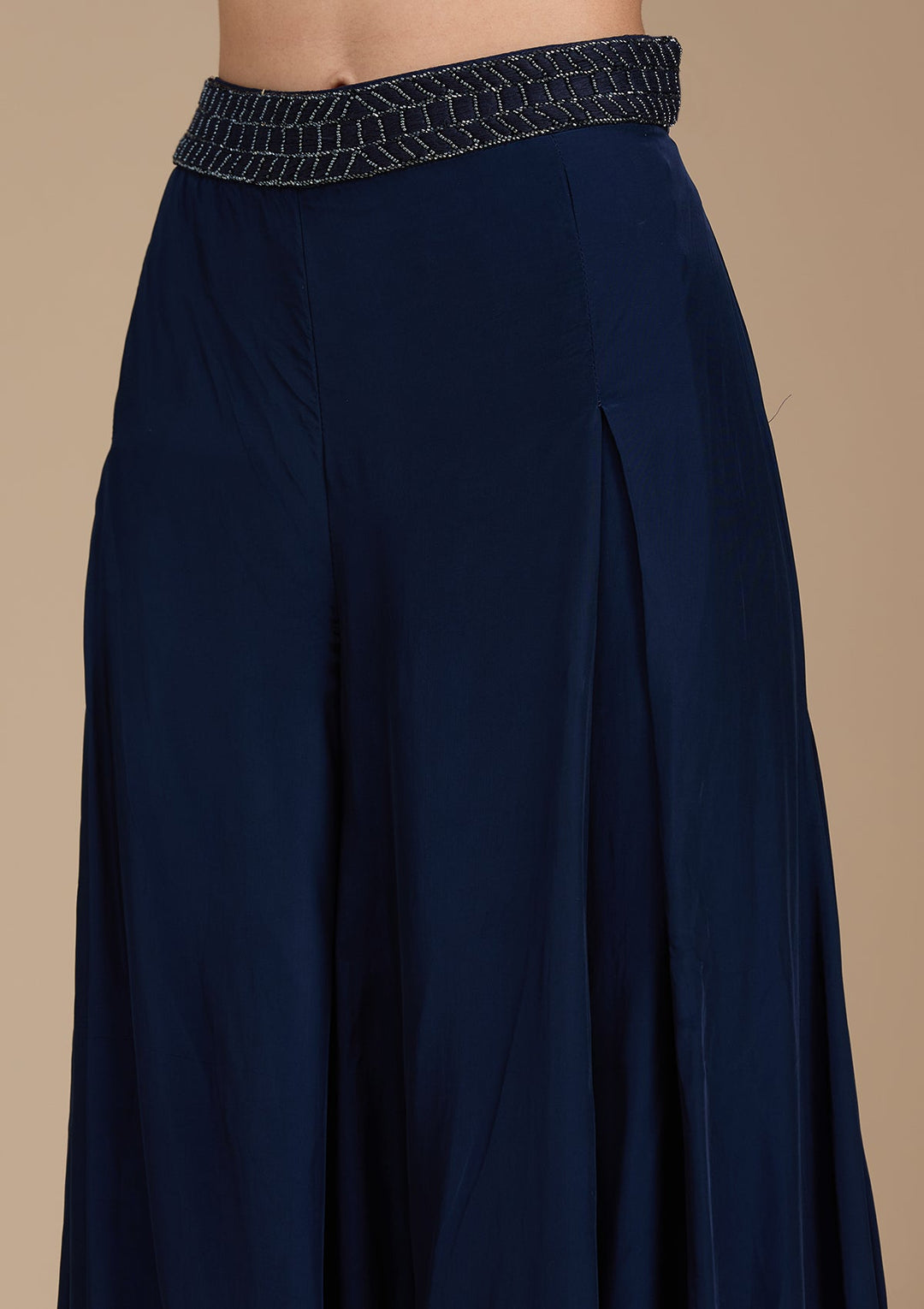 Navy Blue Cutdana Soft Raw Silk Readymade Salwar Suit-koskii