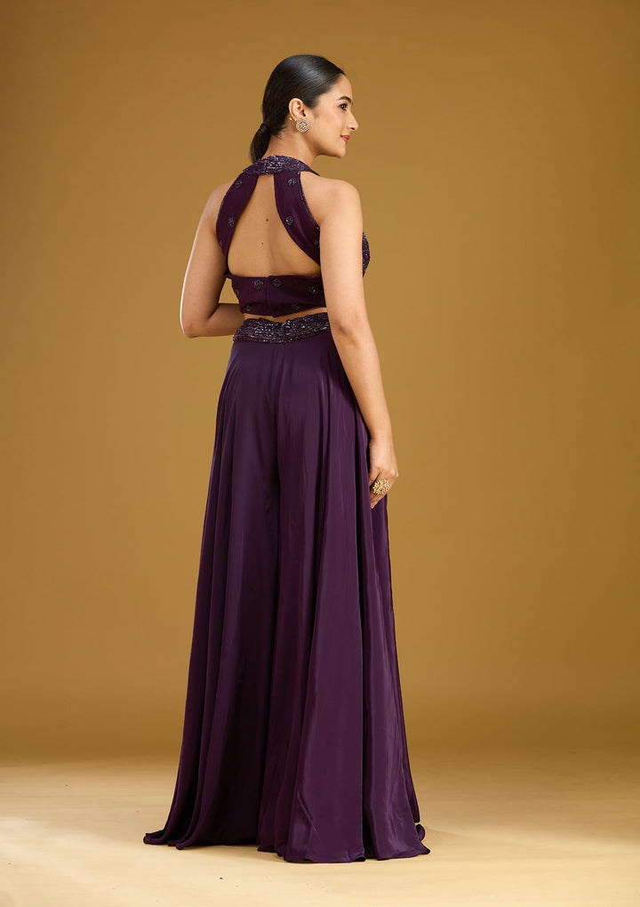 Purple Cutdana Georgette Readymade Salwar Suit