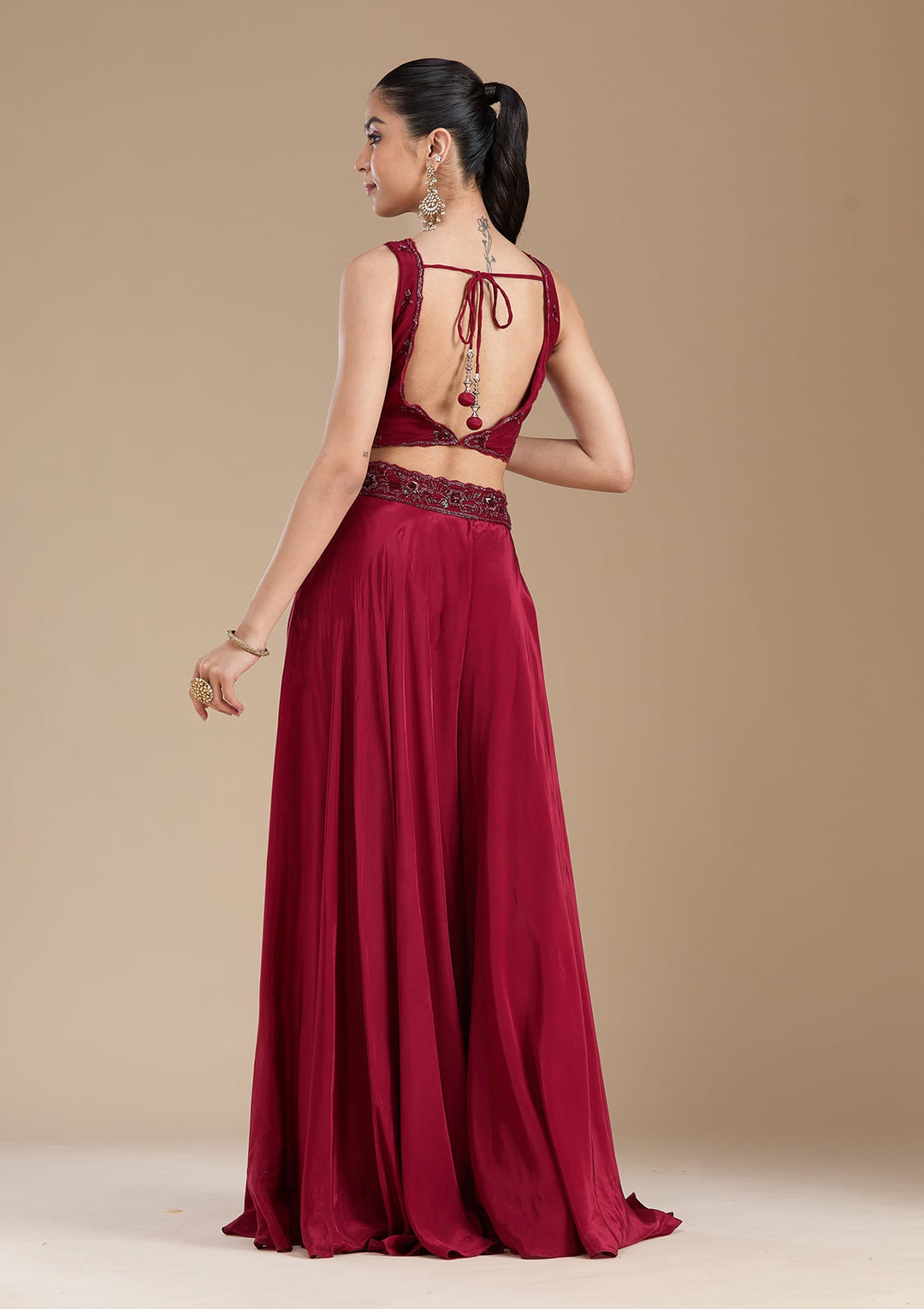 Maroon Cutdana Soft Raw Silk Readymade Salwar Suit-koskii