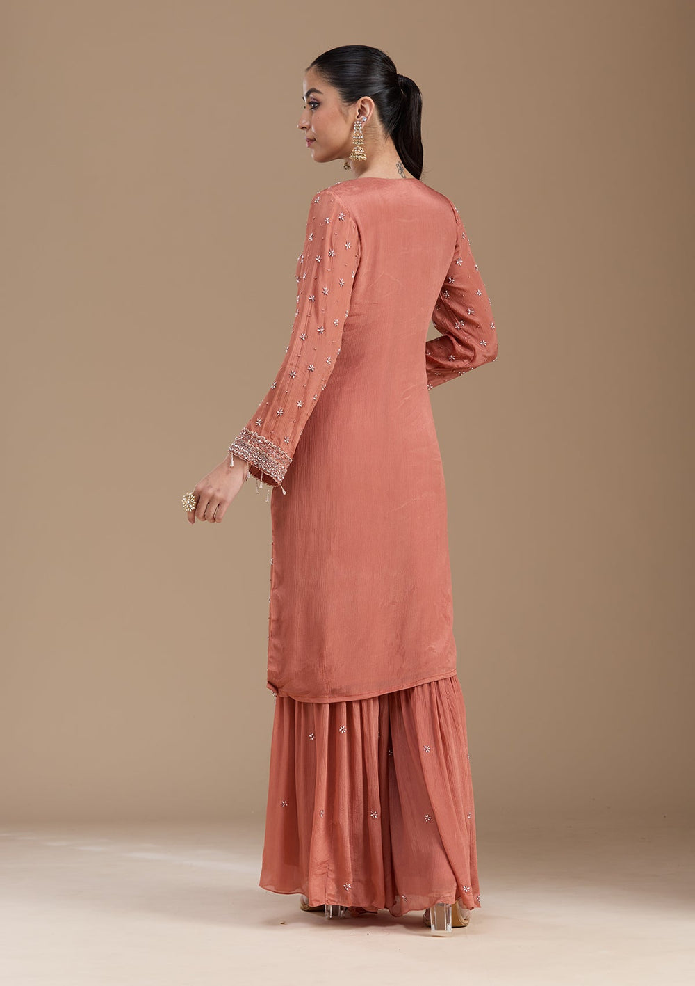 Rust Cutdana Tissue Readymade Salwar Suit-koskii