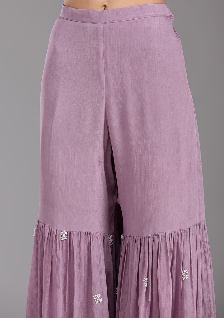 Mauve Cutdana Tissue Readymade Salwar Suit