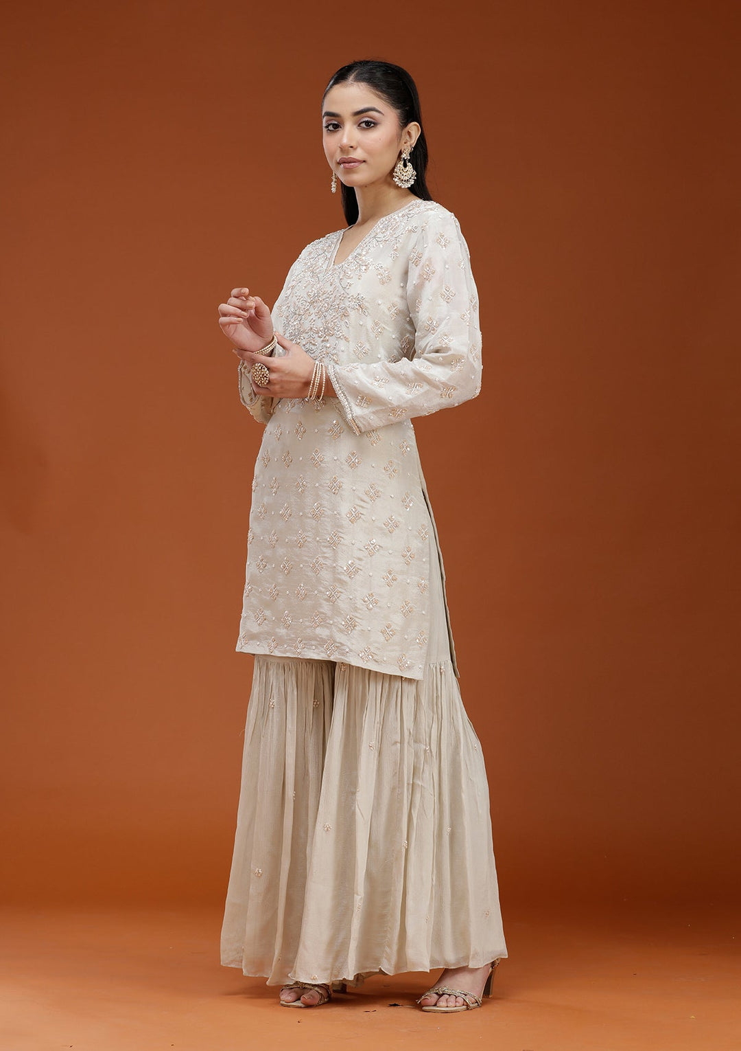 Pista Green Cutdana Tissue Readymade Salwar Suit_koskii