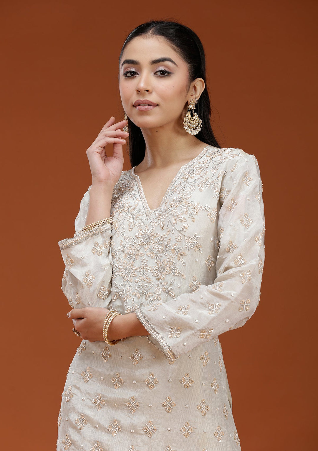 Pista Green Cutdana Tissue Readymade Salwar Suit_koskii