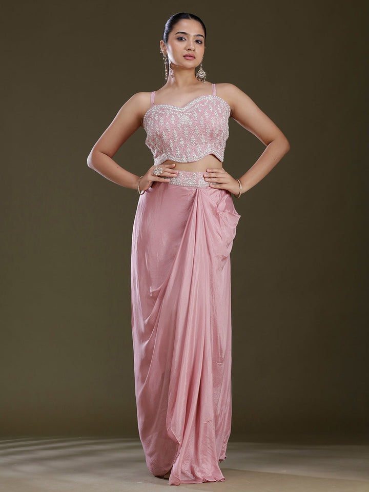 Pink Cutdana Tissue Readymade Salwar Suit