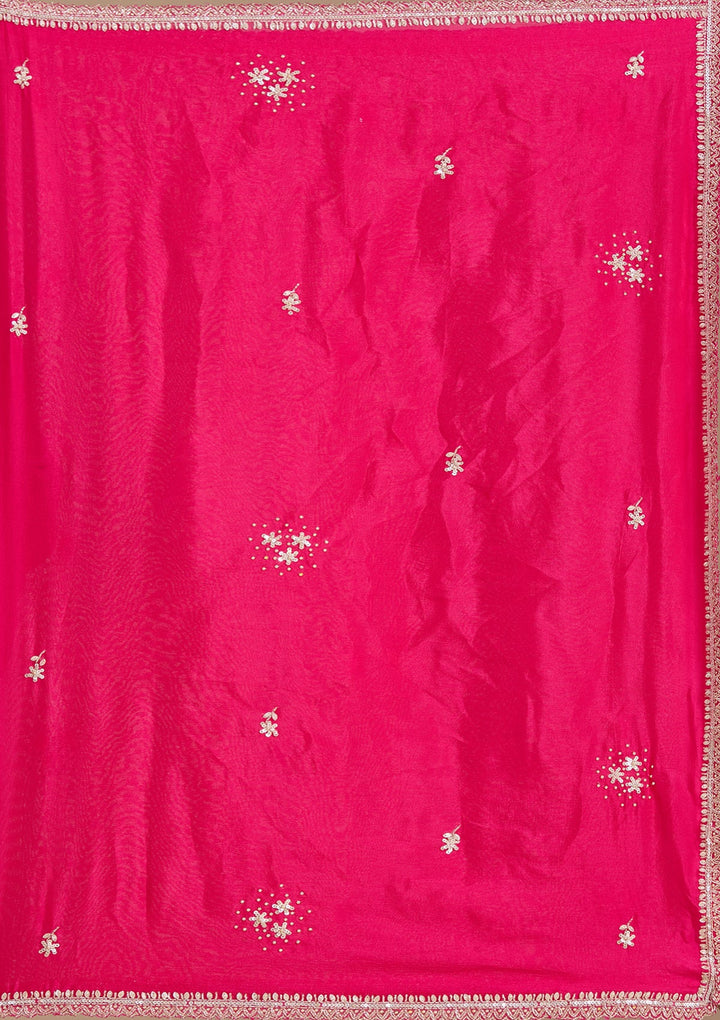 Magenta Pink Sequins Soft Raw Silk Readymade Salwar Suit-koskii