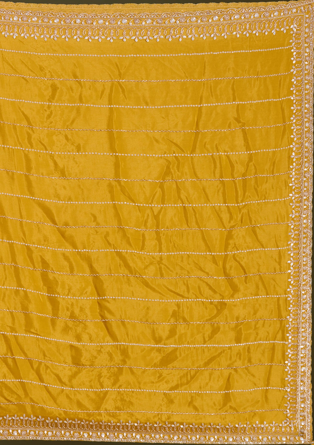 Mustard Yellow Sequins Soft Raw Silk Readymade Salwar Suit