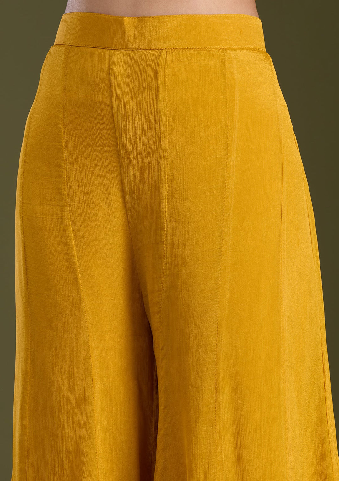 Mustard Yellow Sequins Soft Raw Silk Readymade Salwar Suit