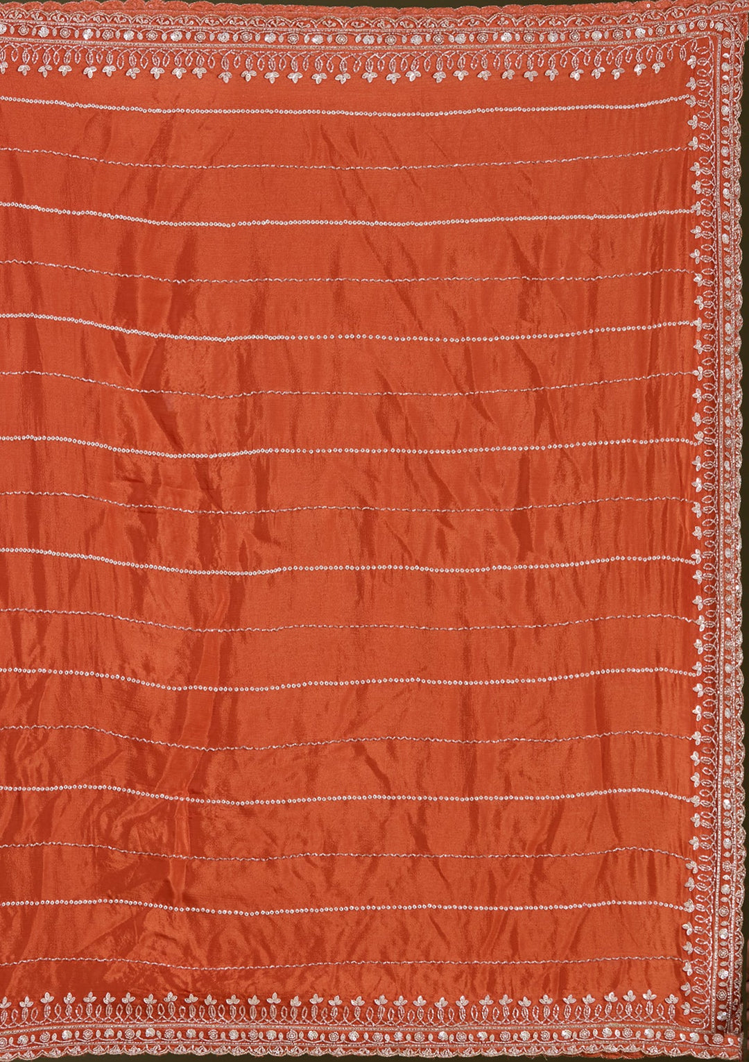 Orange Sequins Soft Raw Silk Readymade Salwar Suit