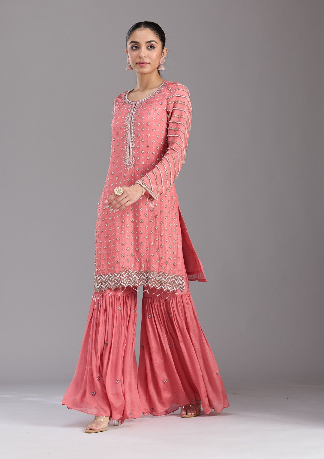 Orange Cutdana Tissue Readymade Salwar Suit