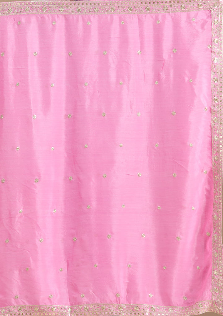 Pink Zariwork (Gold) Crepe Readymade Salwar Suit-koskii