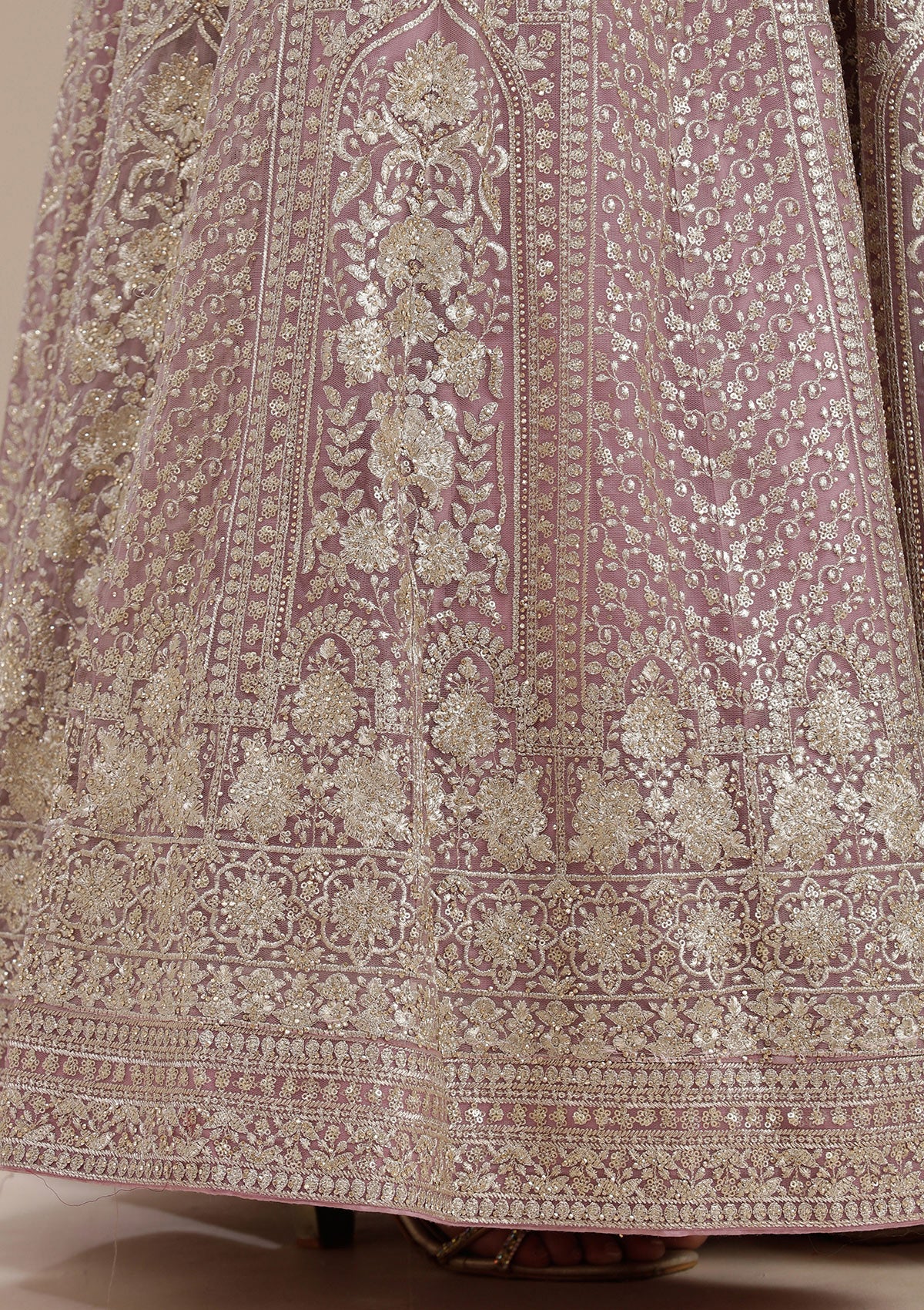 Mauve Zardozi (Gold) Net Readymade Salwar Suit_koskii