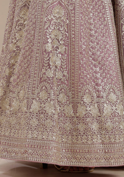 Mauve Zardozi (Gold) Net Readymade Salwar Suit_koskii