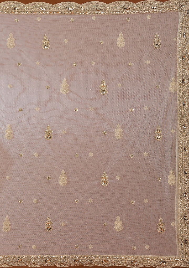 Off White Zariwork (Gold) Raw Silk Readymade Salwar Suit-Koskii