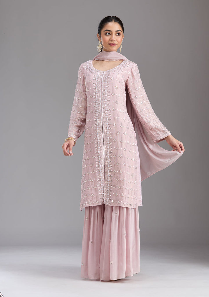 Pink Cutdana Tissue Readymade Salwar Suit-koskii