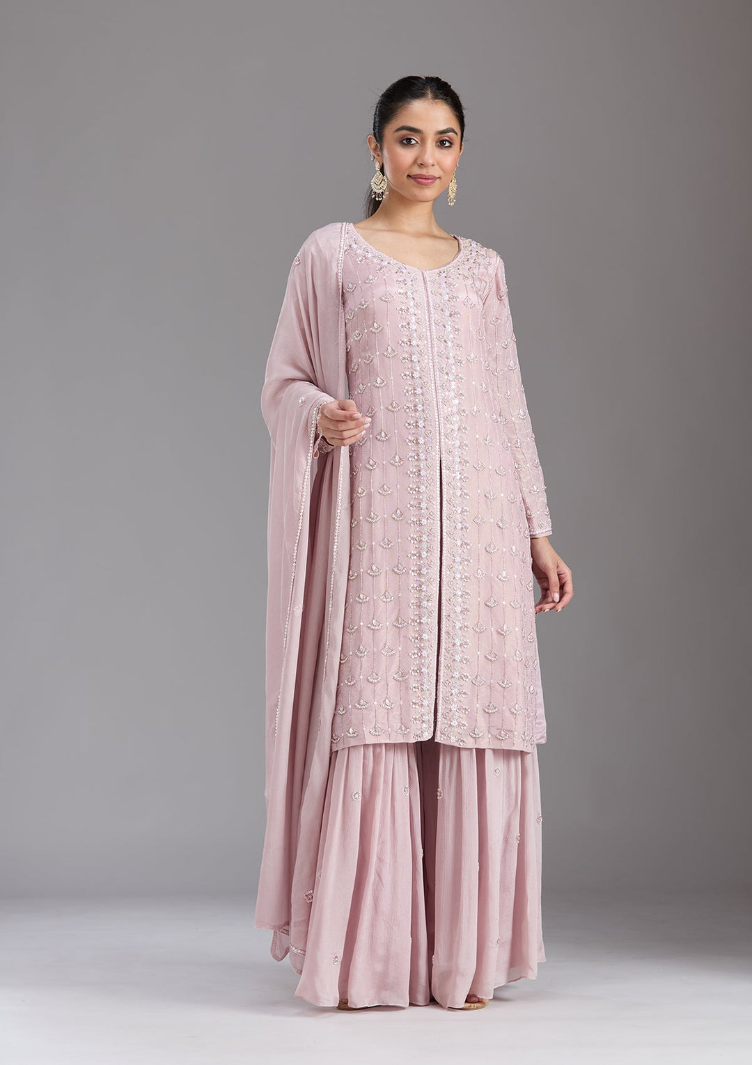 Pink Cutdana Tissue Readymade Salwar Suit-koskii