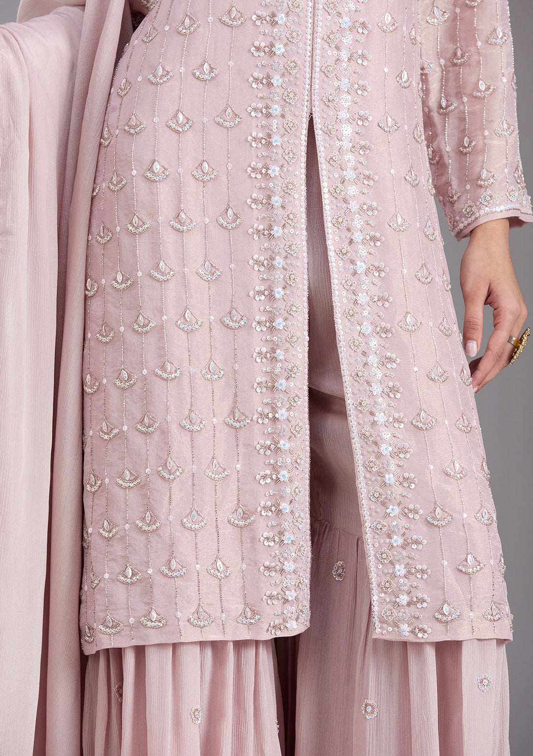 Pink Cutdana Tissue Readymade Salwar Suit