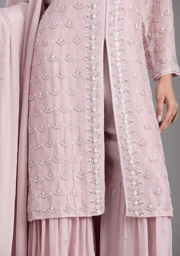 Pink Cutdana Tissue Readymade Salwar Suit