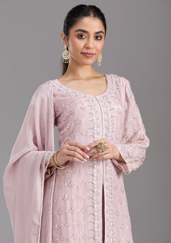 Pink Cutdana Tissue Readymade Salwar Suit-koskii