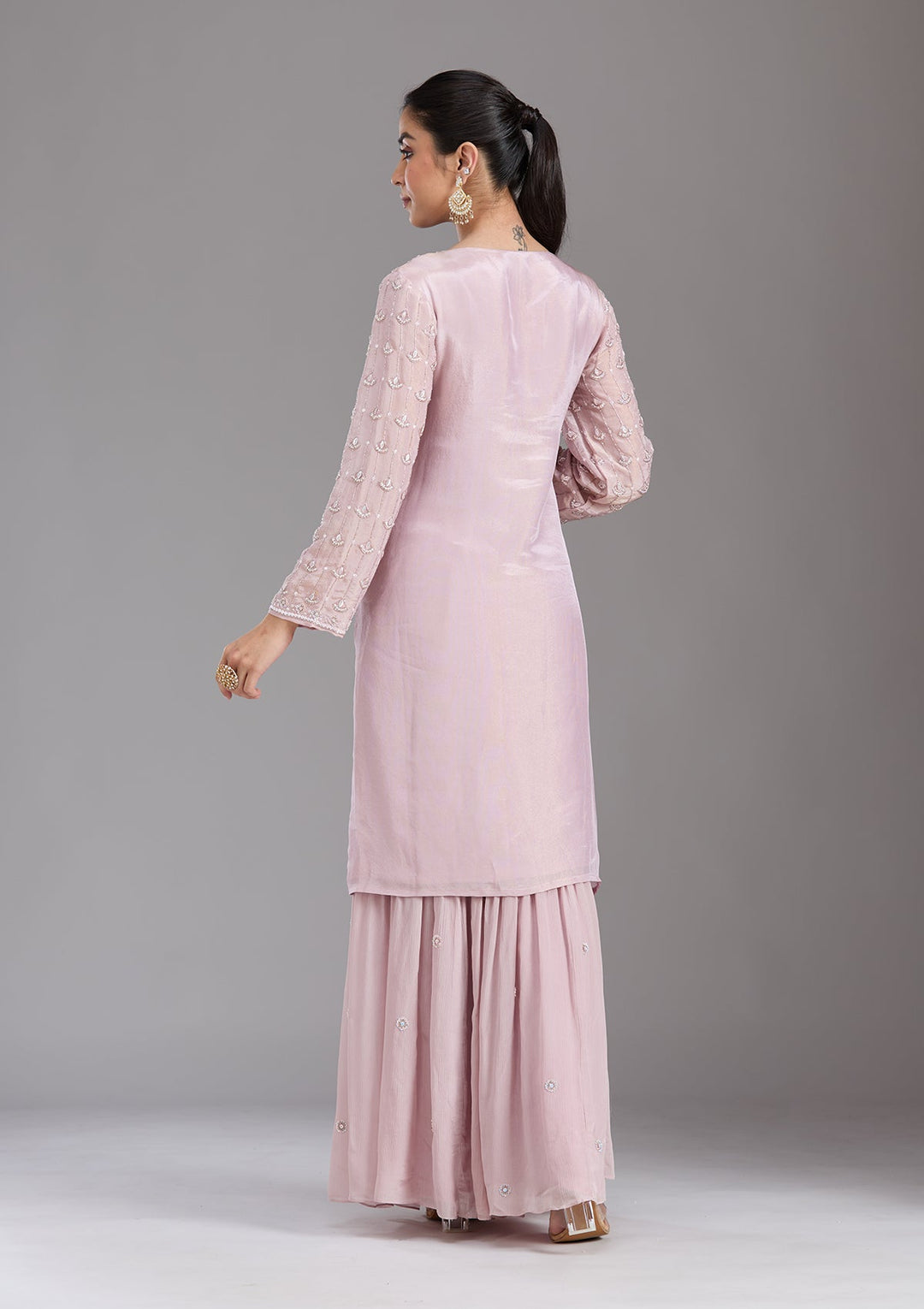 Pink Cutdana Tissue Readymade Salwar Suit-koskii