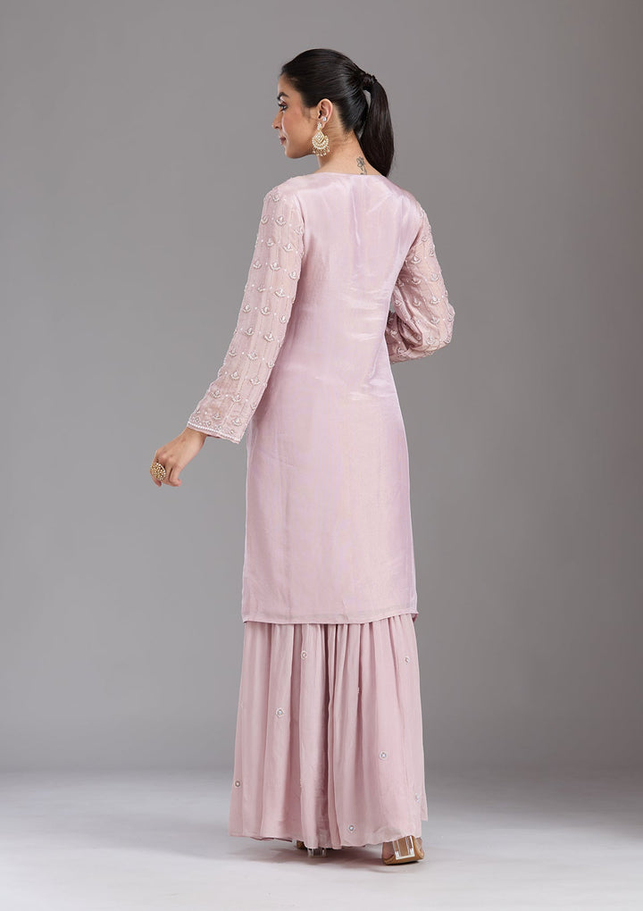 Pink Cutdana Tissue Readymade Salwar Suit-koskii