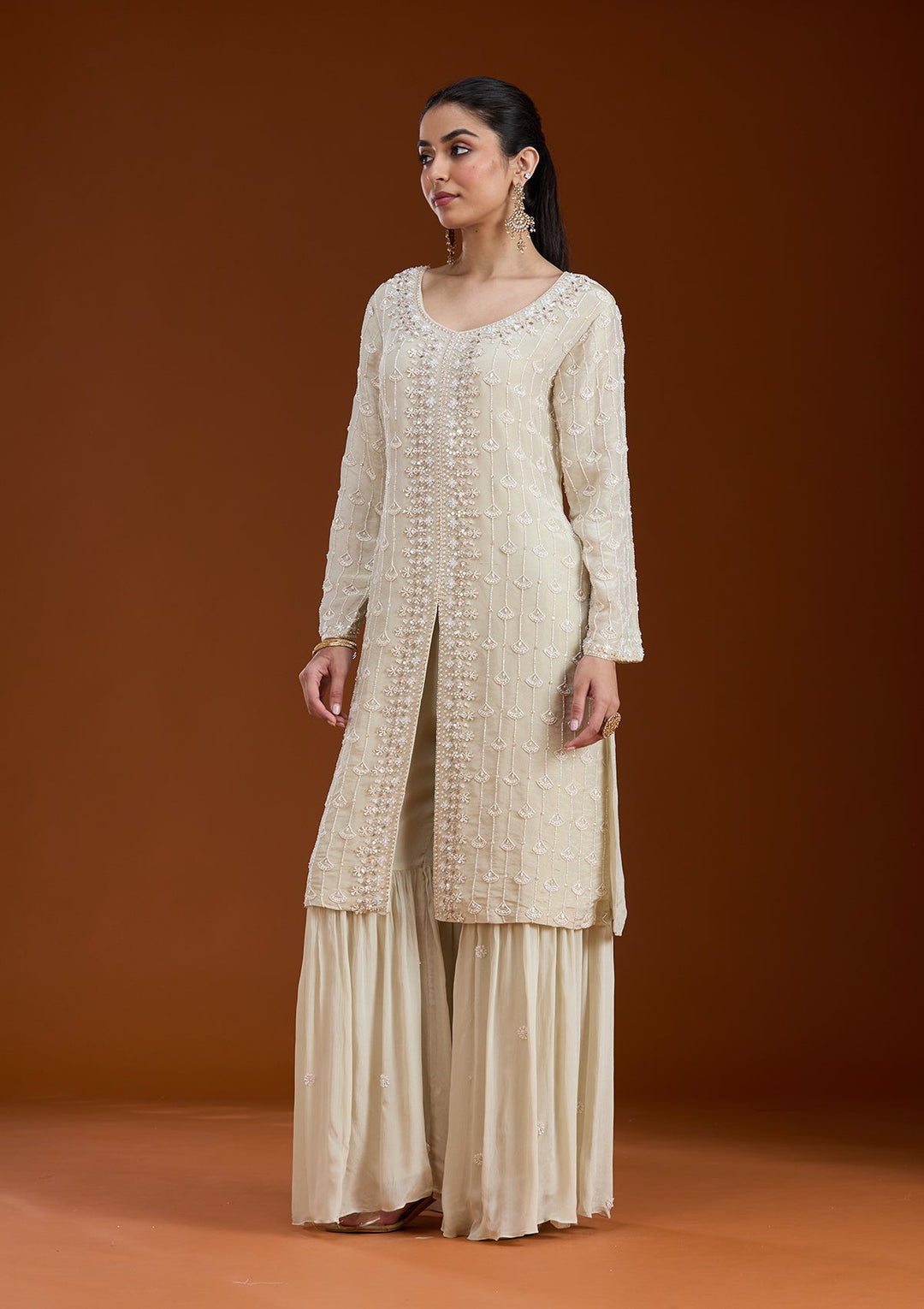 Pista Green Cutdana Tissue Readymade Salwar Suit-koskii