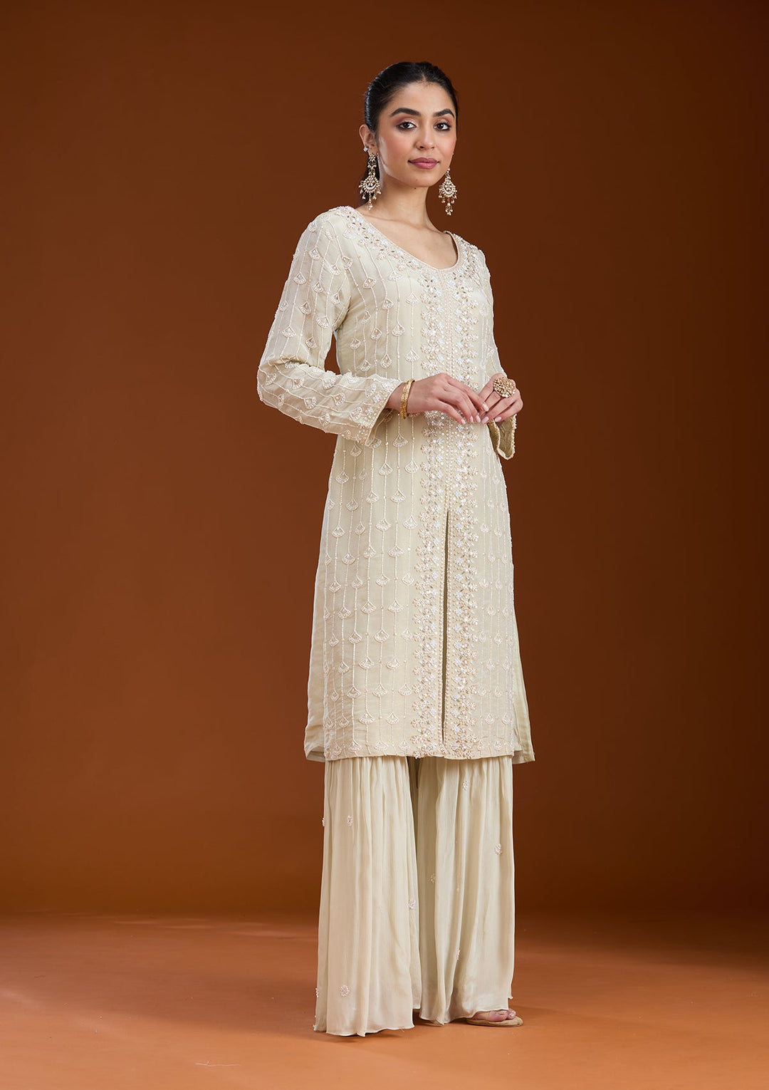 Pista Green Cutdana Tissue Readymade Salwar Suit